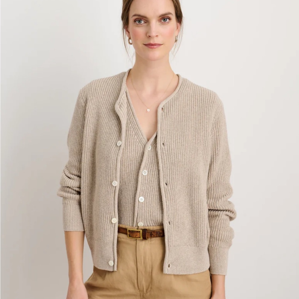 Alex Mill Eldridge Roll Neck Cardigan - Beige Oatmeal - SOLD OUT